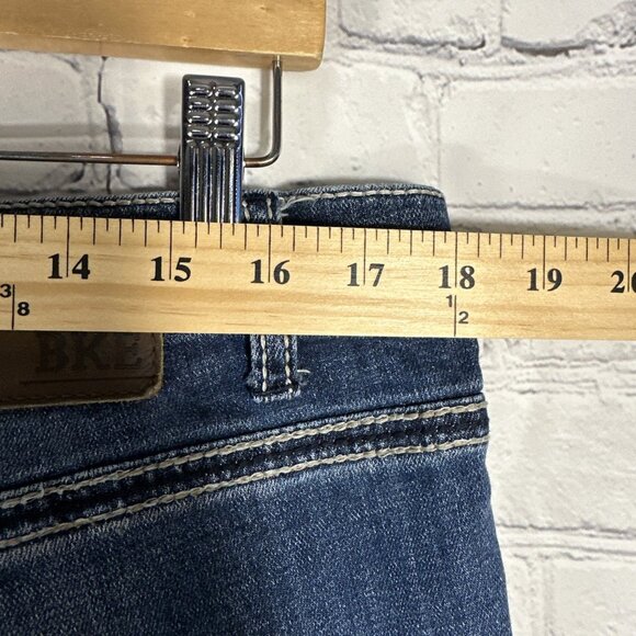 BKE Jeans Mens 36S Nolan Straight Leg Whiskered Stretch Buckle Thick Stitching - Picture 5 of 12